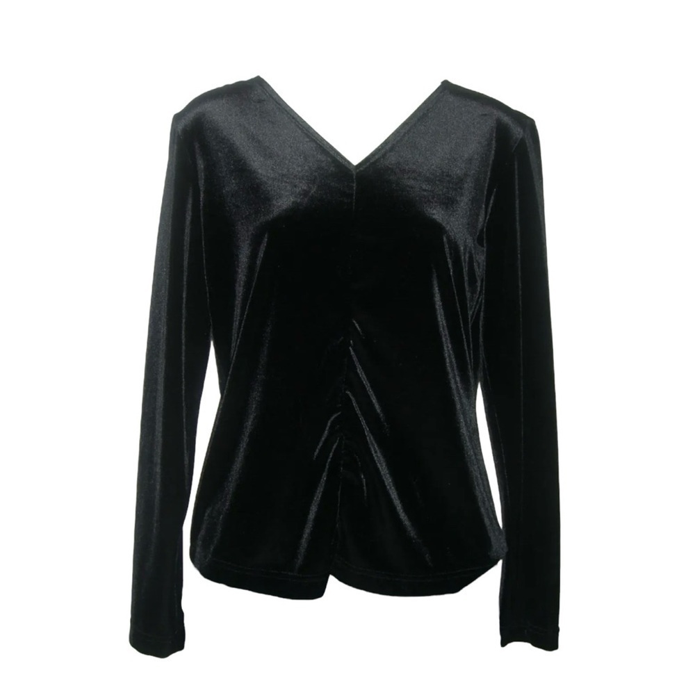 Vintage 90's Gantos Blouse Black Crushed Velvet Goth Gothic Grunge egirl ALT y2k